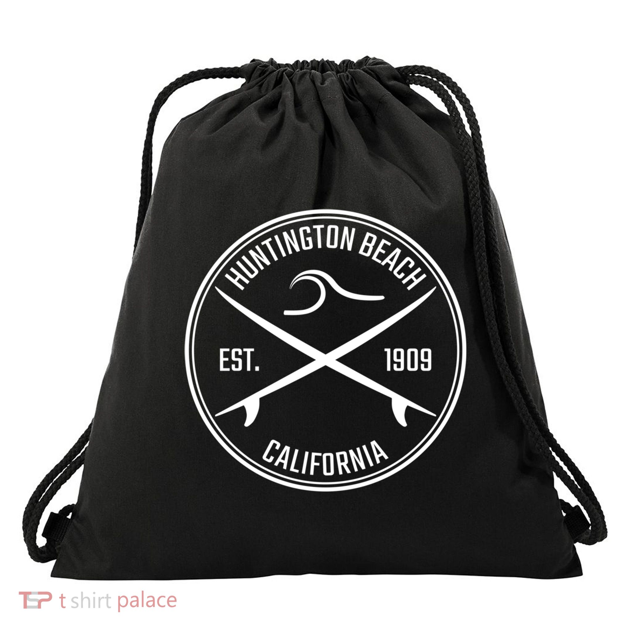 Huntington Beach California Surfer Hoodie Drawstring Bag