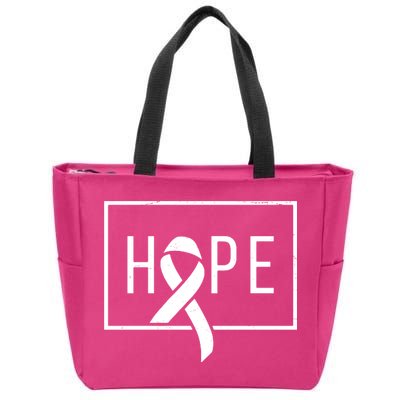 Hope Breast Cancer Awareness Ribbon Zip Tote Bag
