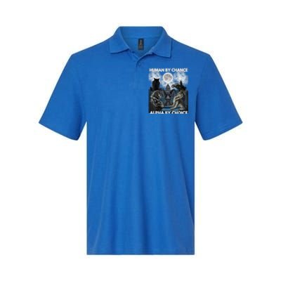 Human By Chance Alpha By Choice Wolf Vintage Softstyle Adult Sport Polo