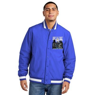 Human By Chance Alpha By Choice Wolf Vintage Insulated Varsity Jacket