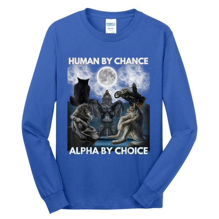 Human By Chance Alpha By Choice Wolf Vintage Tall Long Sleeve T-Shirt