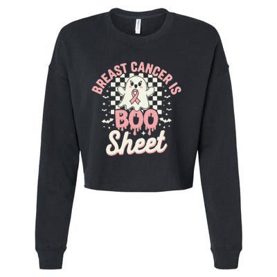 Halloween Breast Cancer Awareness Chemotherapy Pin.K Ribbon Cropped Pullover Crew