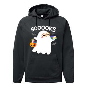 Halloween Booooks Cute Ghost Reading Library Books Halloween Performance Fleece Hoodie