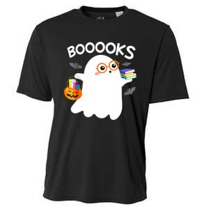 Halloween Booooks Cute Ghost Reading Library Books Halloween Cooling Performance Crew T-Shirt