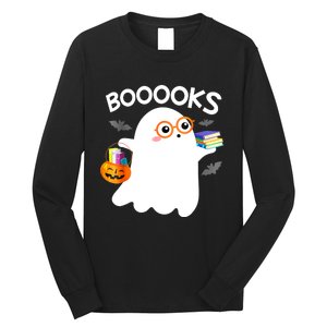 Halloween Booooks Cute Ghost Reading Library Books Halloween Long Sleeve Shirt