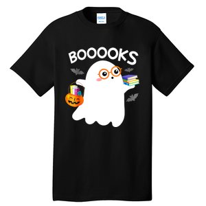 Halloween Booooks Cute Ghost Reading Library Books Halloween Tall T-Shirt