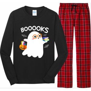 Halloween Booooks Cute Ghost Reading Library Books Halloween Long Sleeve Pajama Set