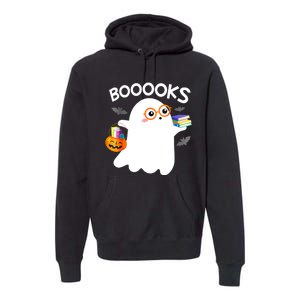 Halloween Booooks Cute Ghost Reading Library Books Halloween Premium Hoodie