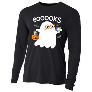 Halloween Booooks Cute Ghost Reading Library Books Halloween Cooling Performance Long Sleeve Crew