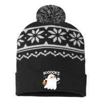 Halloween Booooks Cute Ghost Reading Library Books Halloween USA-Made Snowflake Beanie