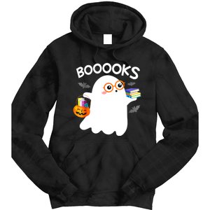 Halloween Booooks Cute Ghost Reading Library Books Halloween Tie Dye Hoodie