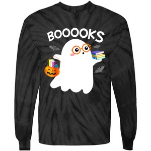 Halloween Booooks Cute Ghost Reading Library Books Halloween Tie-Dye Long Sleeve Shirt