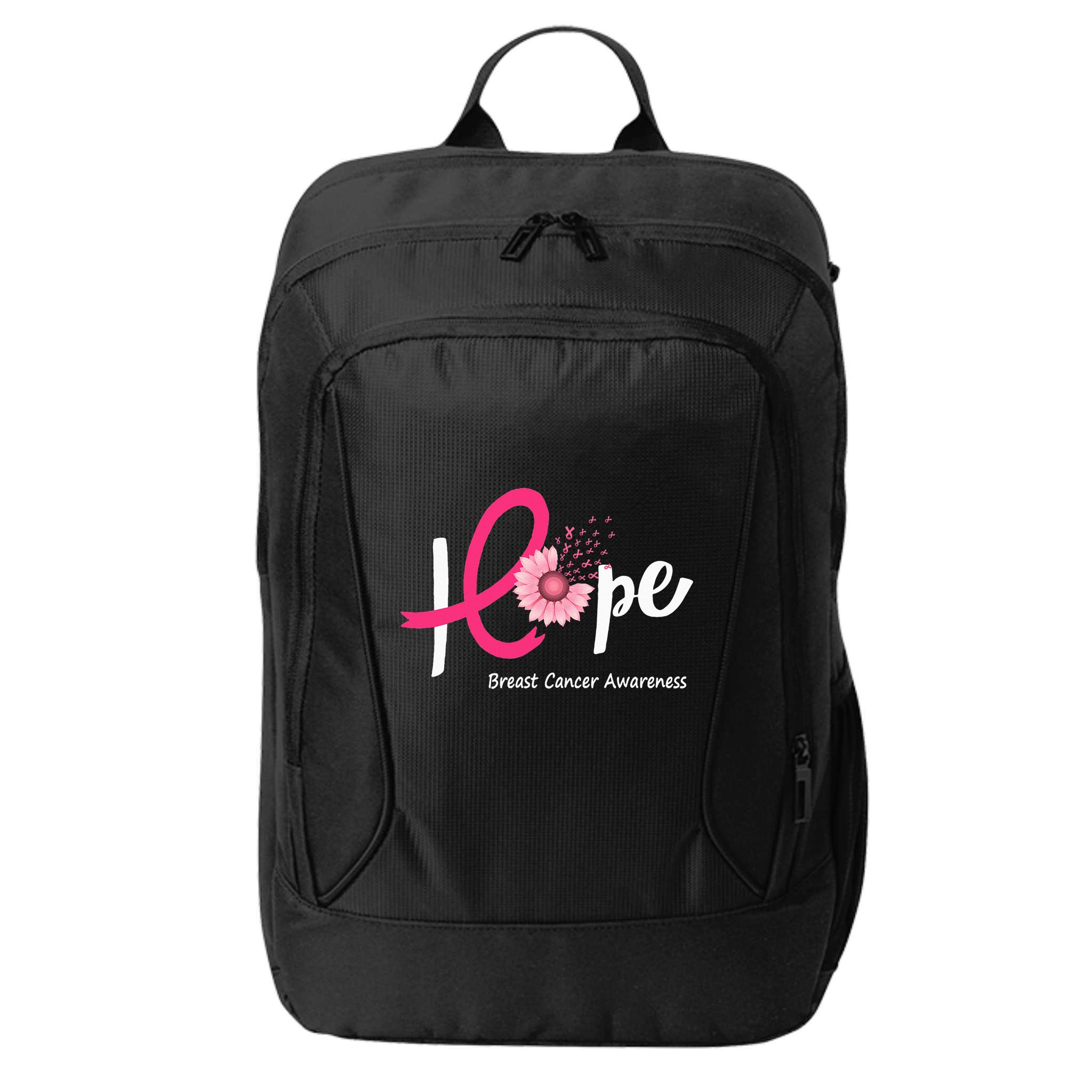 Hope Breast Cancer Pink Ribbons Sunflower October Month City Backpack