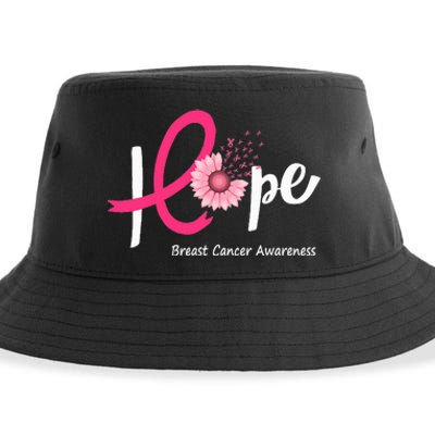 Hope Breast Cancer Pink Ribbons Sunflower October Month Sustainable Bucket Hat