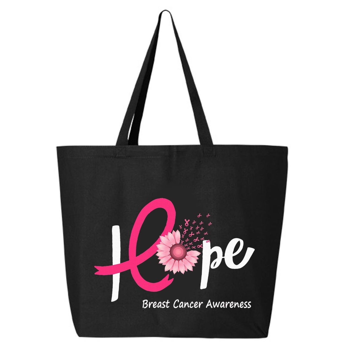 Hope Breast Cancer Pink Ribbons Sunflower October Month 25L Jumbo Tote