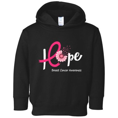 Hope Breast Cancer Pink Ribbons Sunflower October Month Toddler Hoodie