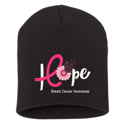 Hope Breast Cancer Pink Ribbons Sunflower October Month Short Acrylic Beanie