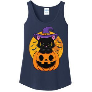 Halloween Black Cat Witch Hat Pumpkin For Ladies Essential Tank