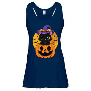 Halloween Black Cat Witch Hat Pumpkin For Ladies Essential Flowy Tank