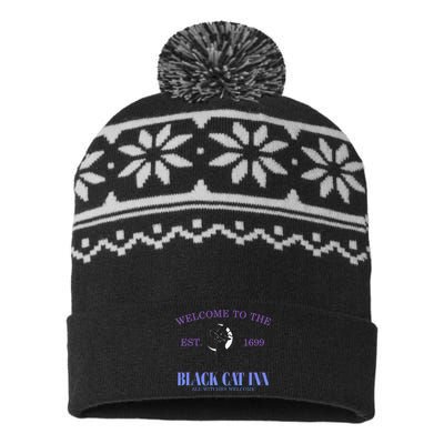 Halloween Black Cat Est 1699 USA-Made Snowflake Beanie