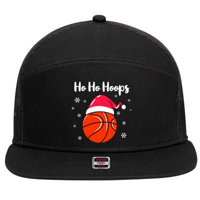 Hoops Basketball Christmas Pun For Xmas Basketball Player Gift 7 Panel Mesh Trucker Snapback Hat