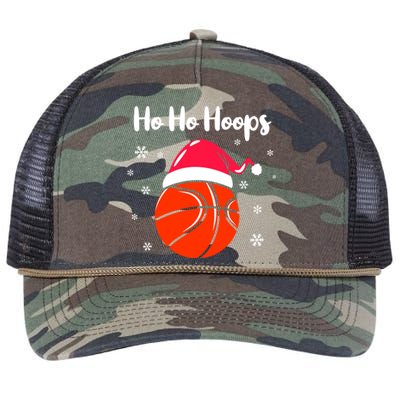 Hoops Basketball Christmas Pun For Xmas Basketball Player Gift Retro Rope Trucker Hat Cap