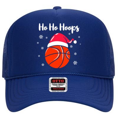 Hoops Basketball Christmas Pun For Xmas Basketball Player Gift High Crown Mesh Back Trucker Hat