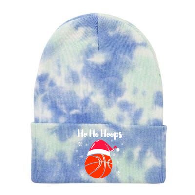 Hoops Basketball Christmas Pun For Xmas Basketball Player Gift Tie Dye 12in Knit Beanie