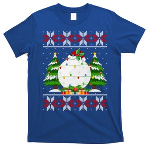 Hockey Ball Christmas Tree Lights Ugly Sweater Santa Xmas Gift T-Shirt