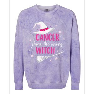 Halloween Breast Cancer Quote Cancer Chose The Wrong Witch Colorblast Crewneck Sweatshirt