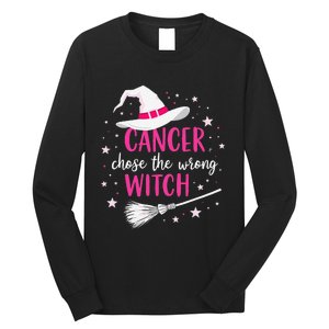 Halloween Breast Cancer Quote Cancer Chose The Wrong Witch Long Sleeve Shirt