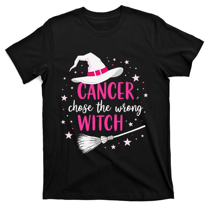 Halloween Breast Cancer Quote Cancer Chose The Wrong Witch T-Shirt