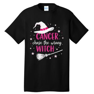 Halloween Breast Cancer Quote Cancer Chose The Wrong Witch Tall T-Shirt