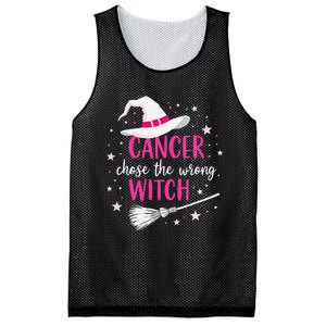 Halloween Breast Cancer Quote Cancer Chose The Wrong Witch Mesh Reversible Basketball Jersey Tank