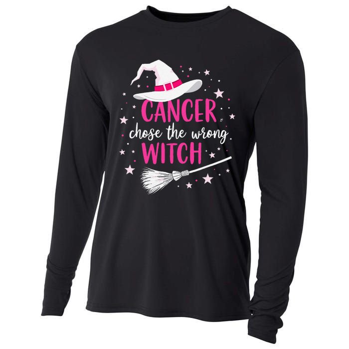 Halloween Breast Cancer Quote Cancer Chose The Wrong Witch Cooling Performance Long Sleeve Crew