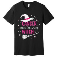 Halloween Breast Cancer Quote Cancer Chose The Wrong Witch Premium T-Shirt