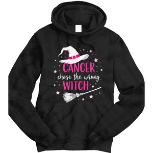 Halloween Breast Cancer Quote Cancer Chose The Wrong Witch Tie Dye Hoodie