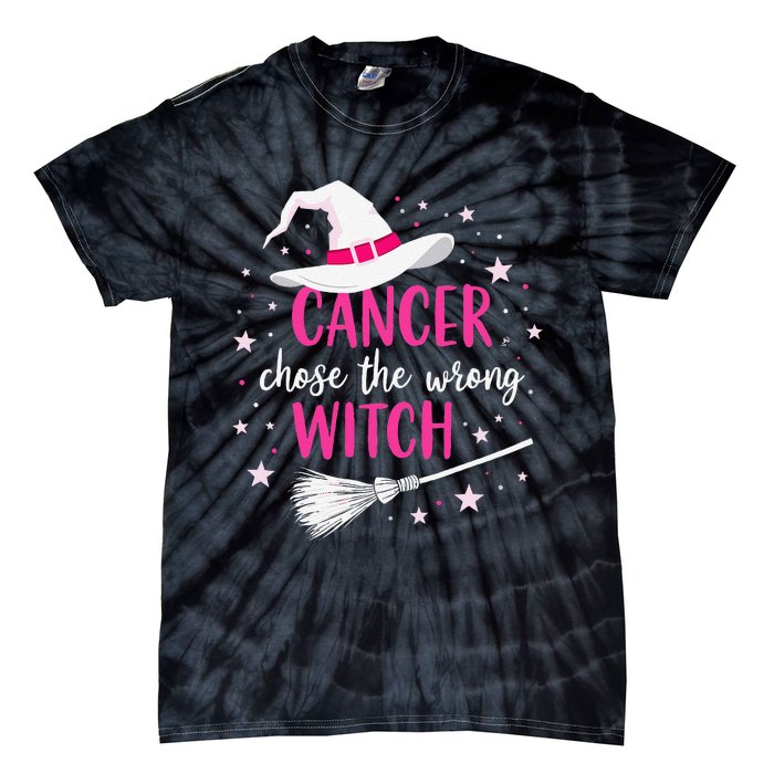 Halloween Breast Cancer Quote Cancer Chose The Wrong Witch Tie-Dye T-Shirt