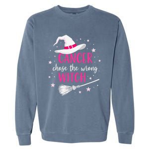 Halloween Breast Cancer Quote Cancer Chose The Wrong Witch Garment-Dyed Sweatshirt