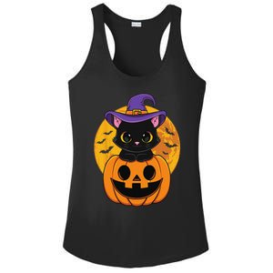 Halloween Black Cat Witch Hat Pumpkin For Ladies PosiCharge Competitor Racerback Tank