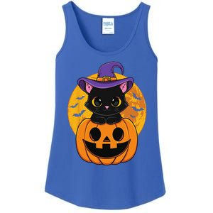 Halloween Black Cat Witch Hat Pumpkin For Ladies Essential Tank