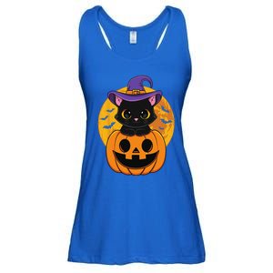 Halloween Black Cat Witch Hat Pumpkin For Ladies Essential Flowy Tank