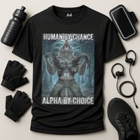 Human By Chance Alpha By Choice Cool Funny Alpha Wolf Meme Cooling Performance Crew T-Shirt