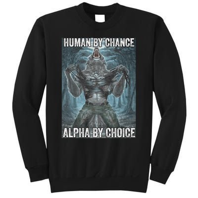 Human By Chance Alpha By Choice Cool Funny Alpha Wolf Meme Sweatshirt