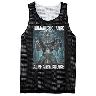 Human By Chance Alpha By Choice Cool Funny Alpha Wolf Meme Mesh Reversible Basketball Jersey Tank