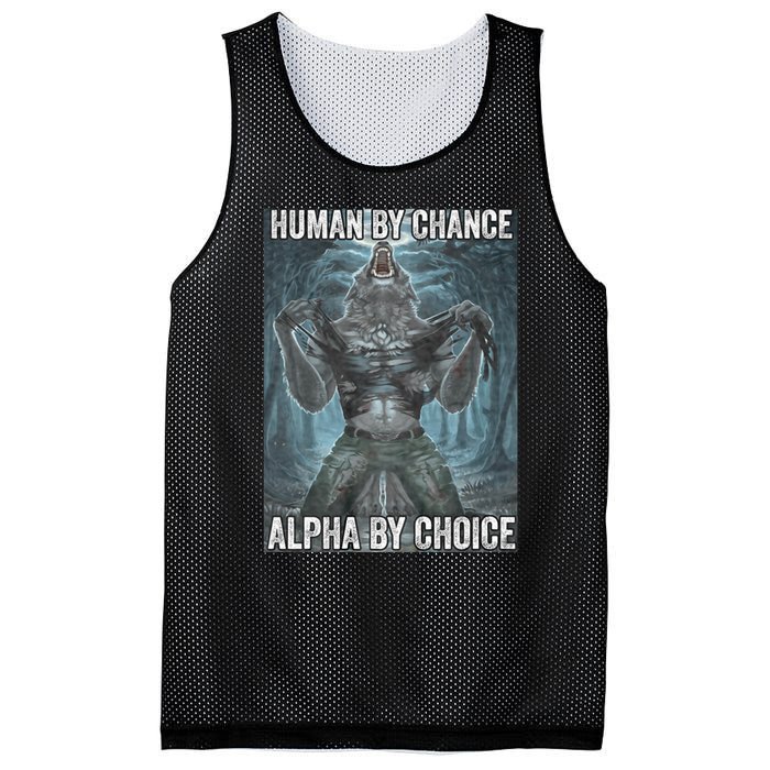 Human By Chance Alpha By Choice Cool Funny Alpha Wolf Meme Mesh Reversible Basketball Jersey Tank