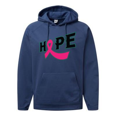 Hope Breast Cancer Awareness Pink Ribbon Performance Fleece Hoodie