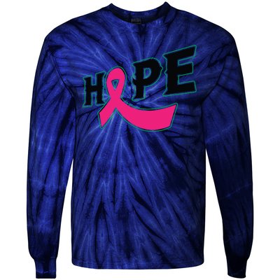 Hope Breast Cancer Awareness Pink Ribbon Tie-Dye Long Sleeve Shirt