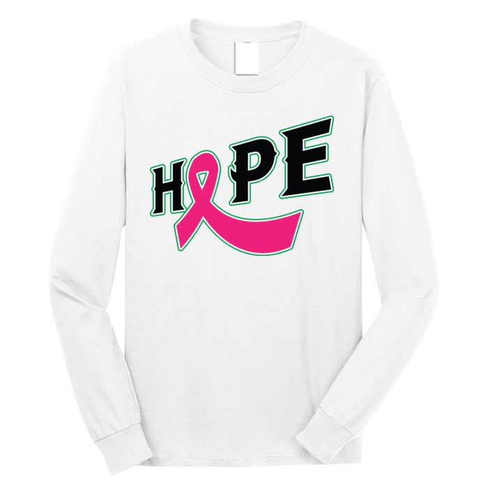 Hope Breast Cancer Awareness Pink Ribbon Long Sleeve Shirt