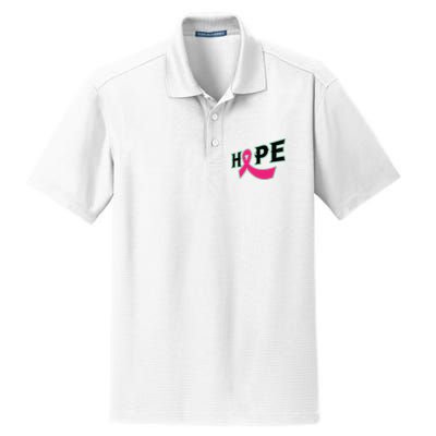 Hope Breast Cancer Awareness Pink Ribbon Dry Zone Grid Polo